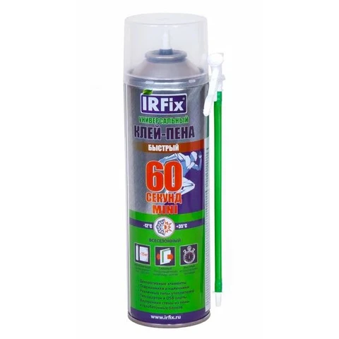 Клей-ПЕНА Универсальный 60 сек. MINI бытовой 500 мл IRFIX/16 шт