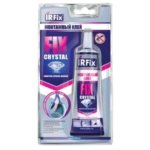 Клей монтажный каучуковый бесцветный CRYSTAL FIX 100 мл IRFIX /12 шт