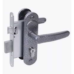 Замок врезной с ручкой ЗВ 4.3.03 серебро цилиндровый 3-ригеля Абсолют Зенит/15 шт.