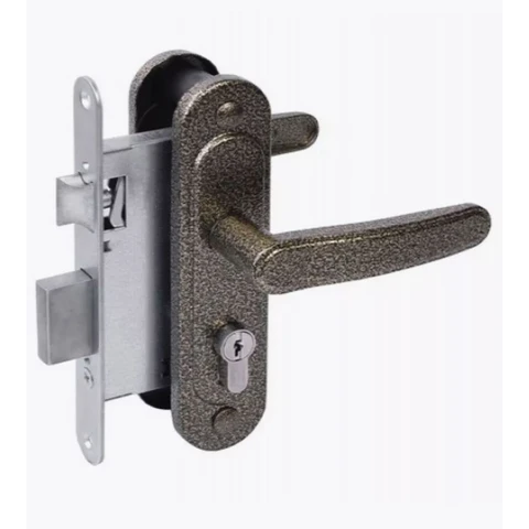 Замок врезной с ручкой ЗВ 4.3/03 бронза цилиндровый плоский -ригель Абсолют Зенит/15 шт.