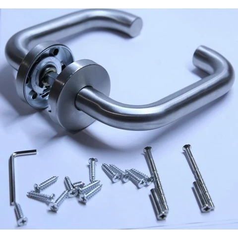 Ручка дверная раздельная 1203/1 под узкий профиль с накладкой под цилиндр (мат.хром)/12 шт.