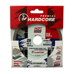 Диск отр.алмазный 125х0,8х7х22,23мм Керамогранит, сух.и мок.рез, Ультратонкий 0,8 Hardcore Hot press