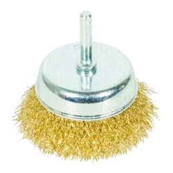 Щетка-чашка для дрели 75 мм, латунир. волнистая проволока 