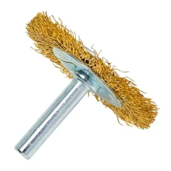 Щетка плоская для дрели 50 мм, латунир. волнистая проволока 