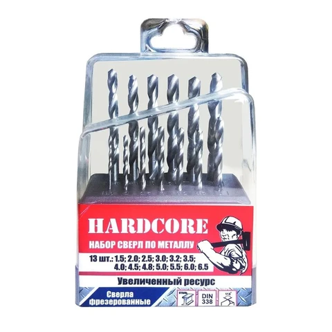 Набор сверл по металлу 13 шт. ( 1,5-6,5 через 0,5 мм 3,2-4,8 мм ) 