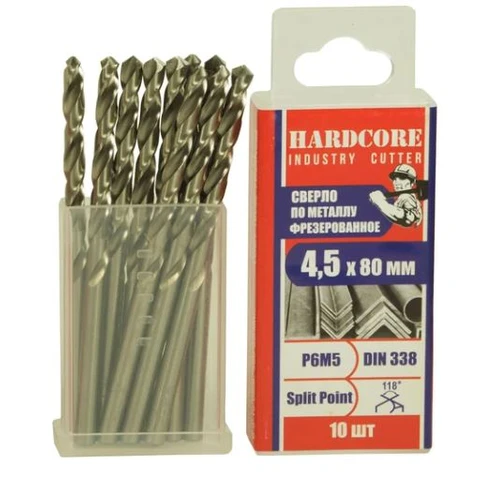 Сверло по металлу Industry cutter 4.5х80 мм Р6М5 фрез.