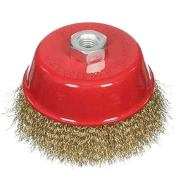 Щетка-чашка для УШМ 75 мм, М14, латунир. волнистая проволока 