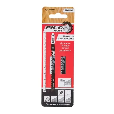 Пилки для лобзика 100х75 мм 6з/д (дер,дсп,фанер h=8-60мм) быст. распилТ144DP 2 шт/карта 