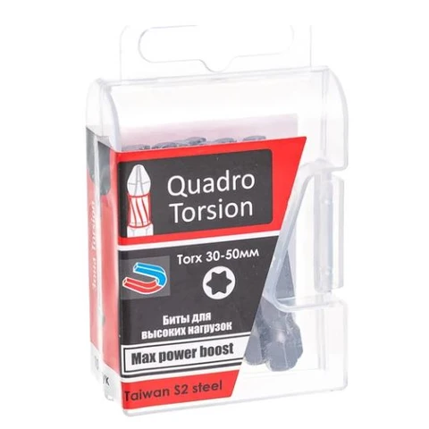 Биты 1/4 Е6,3 магн.S2,зона Torsion.Torx 30-50 мм (10шт,уп) 