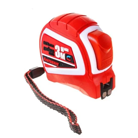 Рулетка с автостопом и магнитом 3 м х 16 мм двусторонняя 