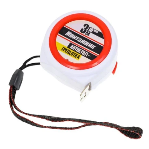 Рулетка с автостопом-трещоткой 3 м х 19 мм 