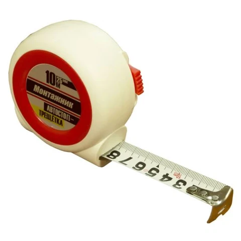 Рулетка с автостопом-трещоткой 10 м х 25 мм 