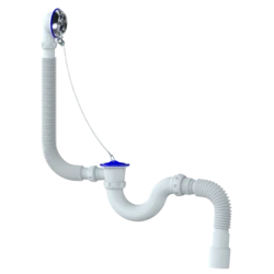 Сифон для ванны и глуб. поддона прямот. с перел. с винт. 6*40 с н/ж чашкой с гибким (UNICORN) (Е155)