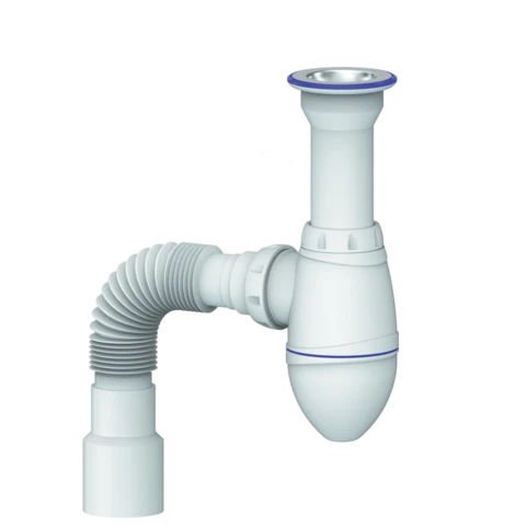 Сифон для тюльпана, умывальника с литым выпуском 1 1/2 и гибким соед. д.40х40/50 (UNICORN) (С2015)