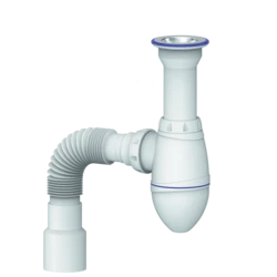 Сифон для тюльпана, умывальника с литым выпуском 1 1/2 и гибким соед. д.40х40/50 (UNICORN) (С2015)