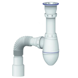 Сифон для тюльпана, умывальника с прикруч. выпуском 1 1/2 и гибким соед. д.(UNICORN) (С0115)