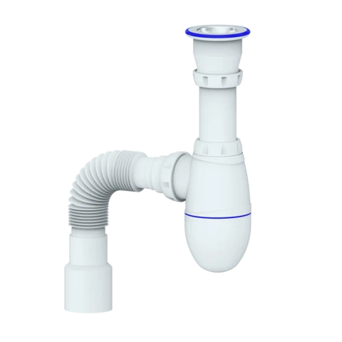 Сифон для мойки с прикруч. выпуском 1 1/2 и с гибким соед. д.40х40/50 (UNICORN) (А0115)