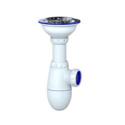 Сифон для мойки с выпуском, без перелива с нерж. чашкой без отвода в канализацию (UNICORN)