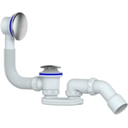 Сифон для ванны автомат с перелив. хром. чашка из нерж.стали с гиб.отв. 40х40/50 45° S121E
