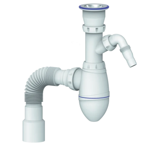 Сифон для тюльпана, умывальника с выпуском 1 1/2 с отв. под стир. и гиб.соед. 40/50 А320V