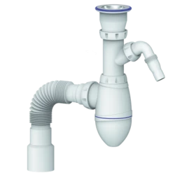 Сифон для тюльпана, умывальника с выпуском 1 1/2 с отв. под стир. и гиб.соед. 40/50 А320V