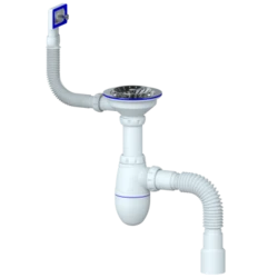 Сифон для мойки с выпуском 3 1/2 прямоуг. перелив с гибким соед. 40/50 B425 (UNICORN) (А0145S)