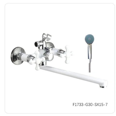 Смеситель для ванны YISEN F1733-G30-SX15-7 Крест БЕЛЫЙ