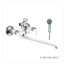 Смеситель для ванны YISEN F1733-G30-SX15-7 Крест БЕЛЫЙ