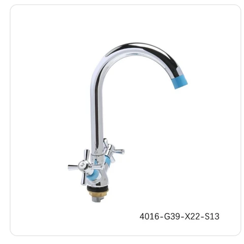 Смеситель для кухни YISEN 4016-G39-X22-S13 Крест с Голуб. вставками