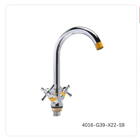 Смеситель для кухни YISEN 4016-G39-X22-S9 Крест с Оранжев. вставками