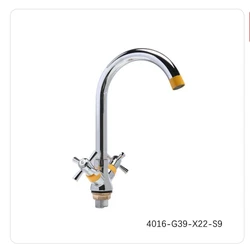 Смеситель для кухни YISEN 4016-G39-X22-S9 Крест с Оранжев. вставками