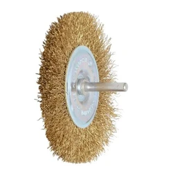 Щетка плоская для дрели 75 мм, латунир. волнистая проволока