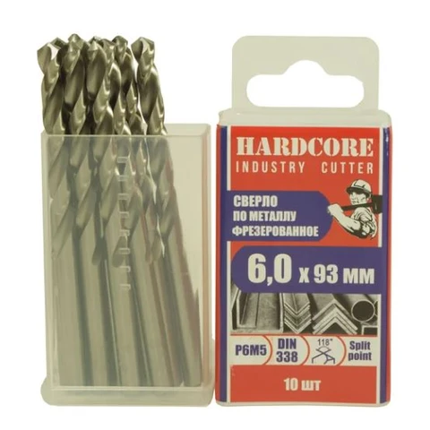 Сверло по металлу Industry cutter 6.0х93 мм Р6М5 фрез.